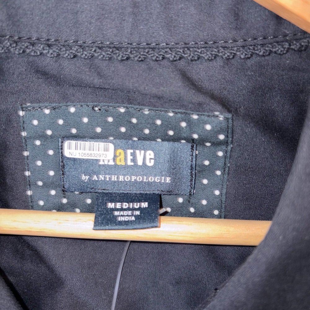 Anthropologie Black Button-Down Shirt - Picture 7 of 9